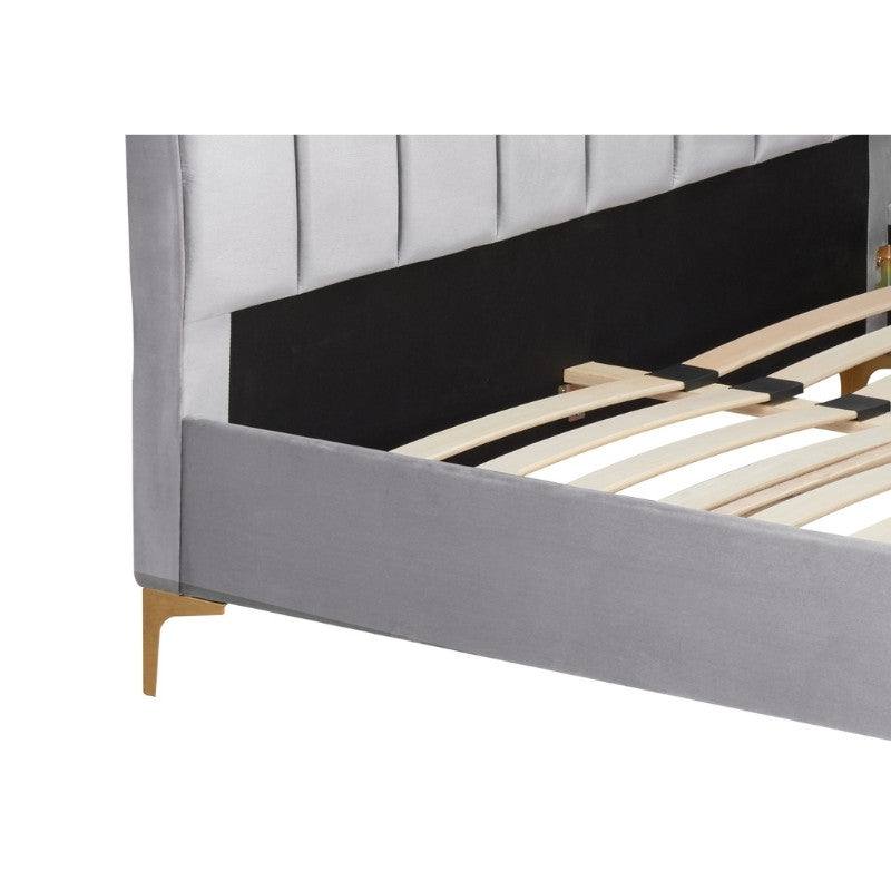 Clover Grey Velvet Fabric Bed - Queen, Double, King - UK Online Furniture