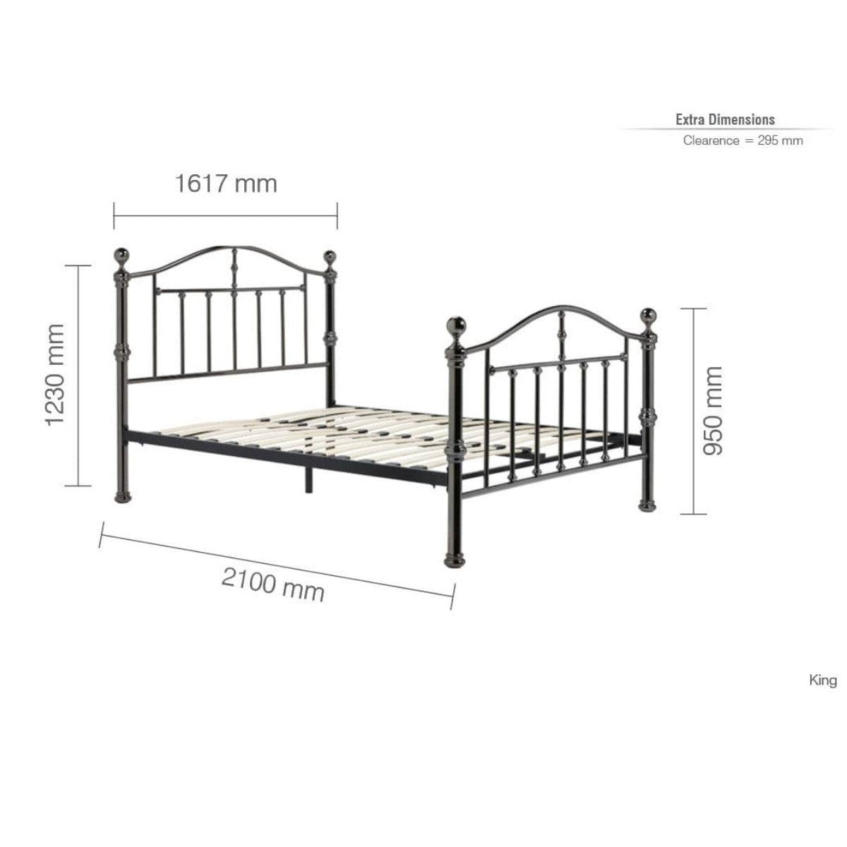 Victoria Black Metal Bed - Double or King Size - UK Online Furniture