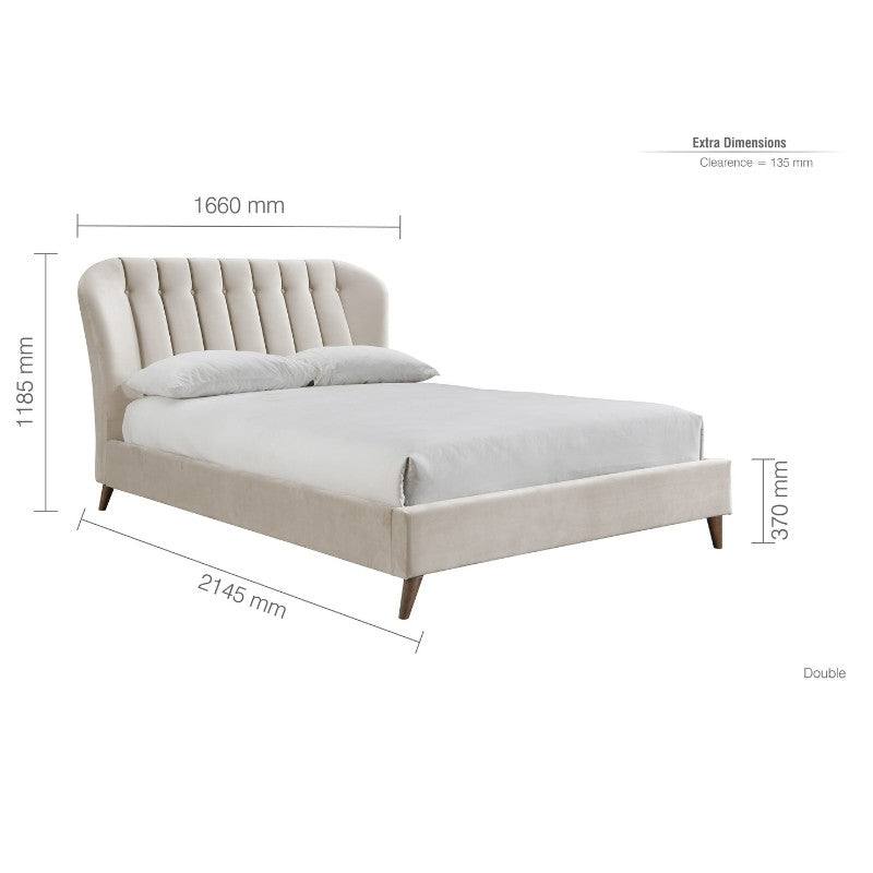 Elm Cream Velvet Fabric Bed - Queen, Double, King - UK Online Furniture