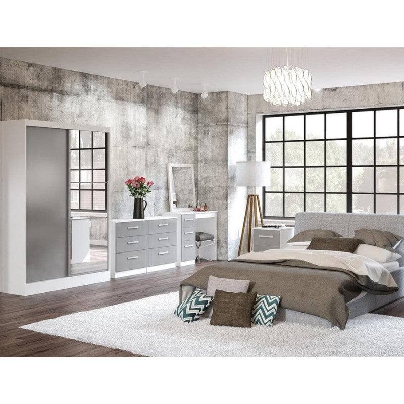 Lynx 2 Door Sliding Mirrored Wardrobe in Grey - UK Online Furniture