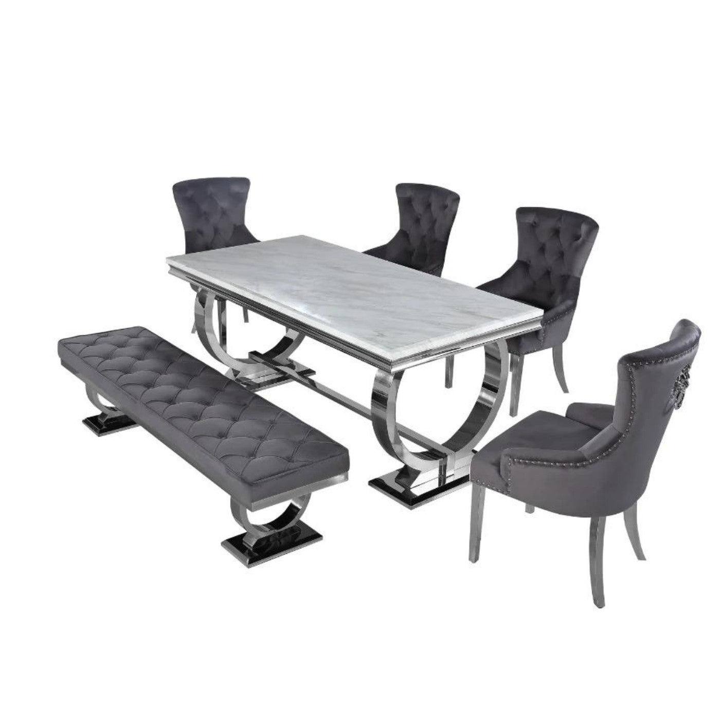 Arriana Dining Table - White, Grey, or Black Marble Effect or Glass - UK Online Furniture