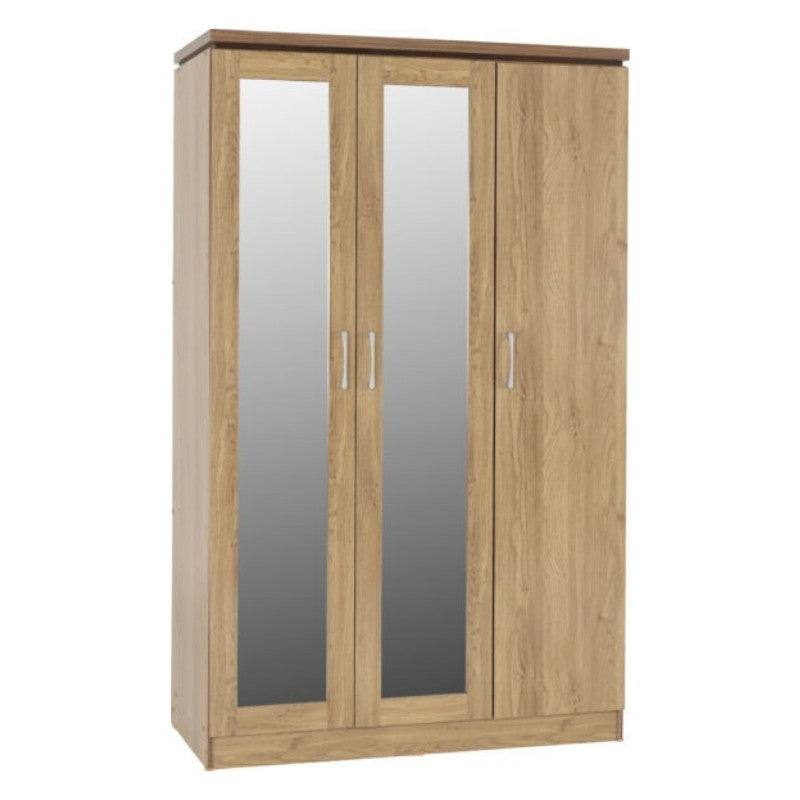 Charles 3 Door All Hanging Brown Mirrored Wardrobe - UK Online Furniture
