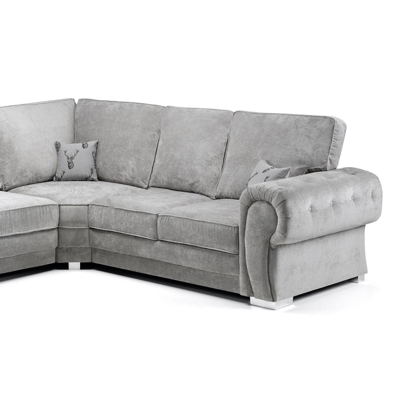 Verona Full Back 6 Seater Left or Right Large Corner Sofa Grey - UK Online Furniture