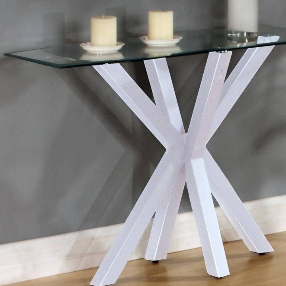Langley Clear Glass Console Table Black or White - UK Online Furniture