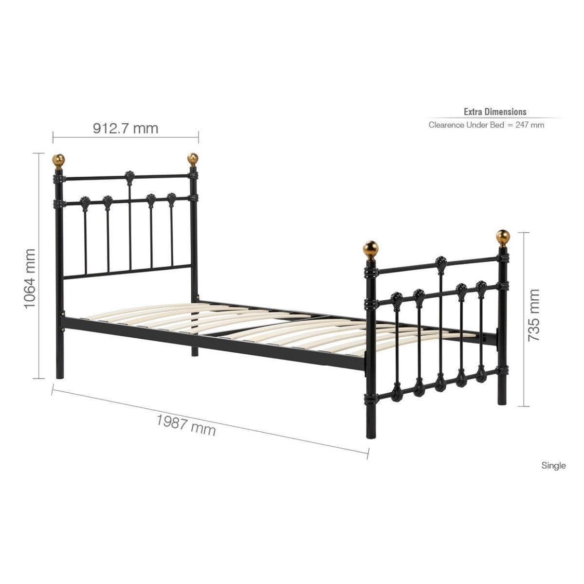 Atlas Black Metal Bed - Single, Queen, Double - UK Online Furniture
