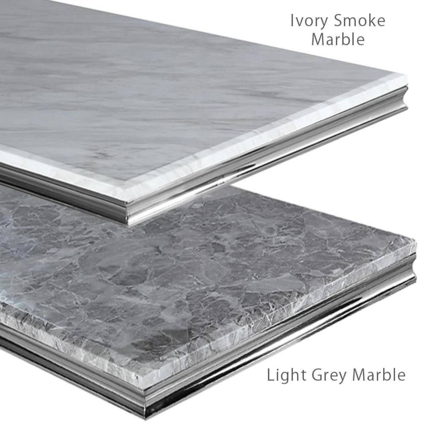 Arial Marble or Glass Lamp Table with Curved Stainless Steel Base - UK Online Furniture