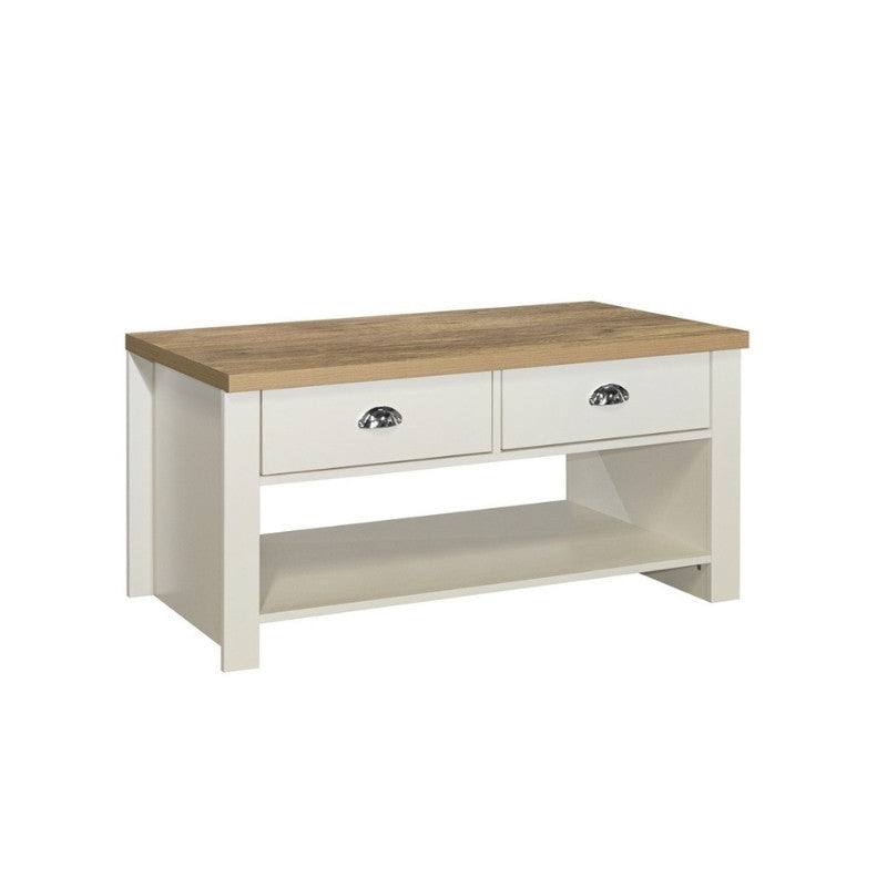 Highgate 2 Drawer Coffee Table - Navy, Cream, Grey - UK Online Furniture