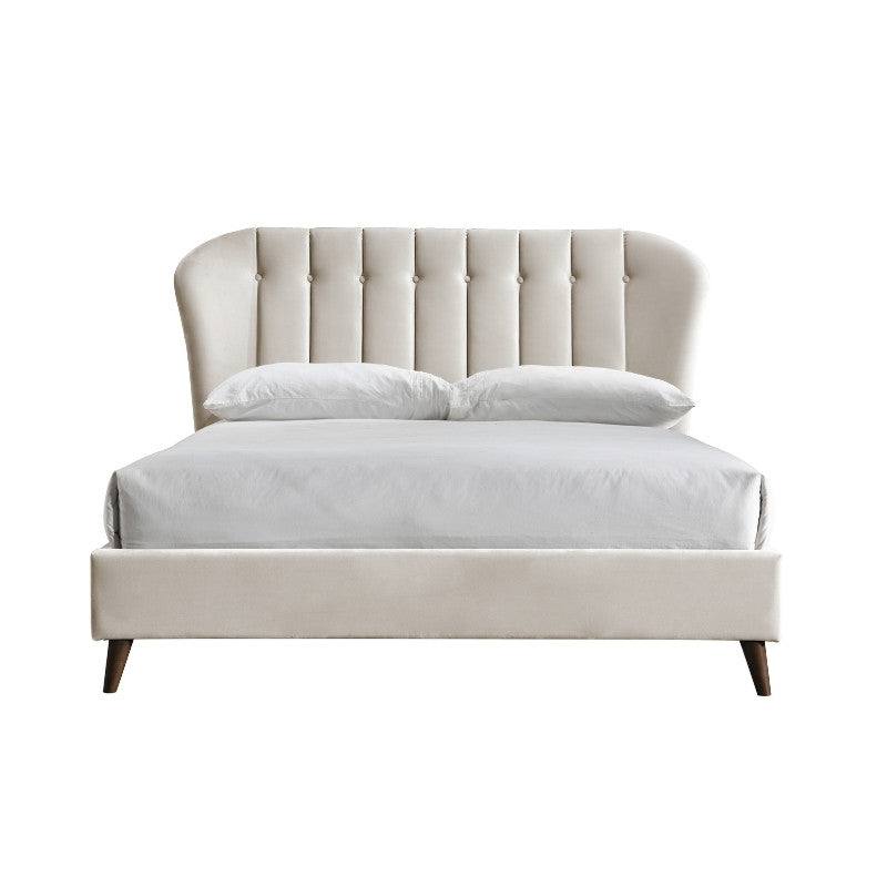 Elm Cream Velvet Fabric Bed - Queen, Double, King - UK Online Furniture