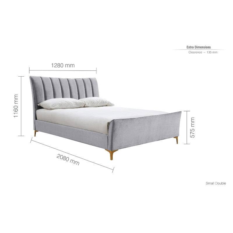 Clover Grey Velvet Fabric Bed - Queen, Double, King - UK Online Furniture