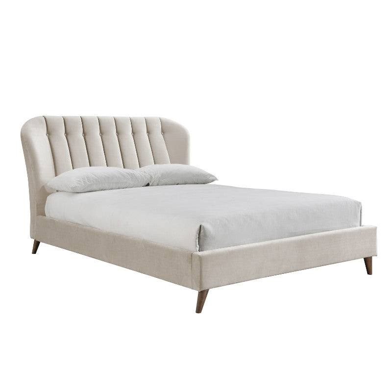 Elm Cream Velvet Fabric Bed - Queen, Double, King - UK Online Furniture