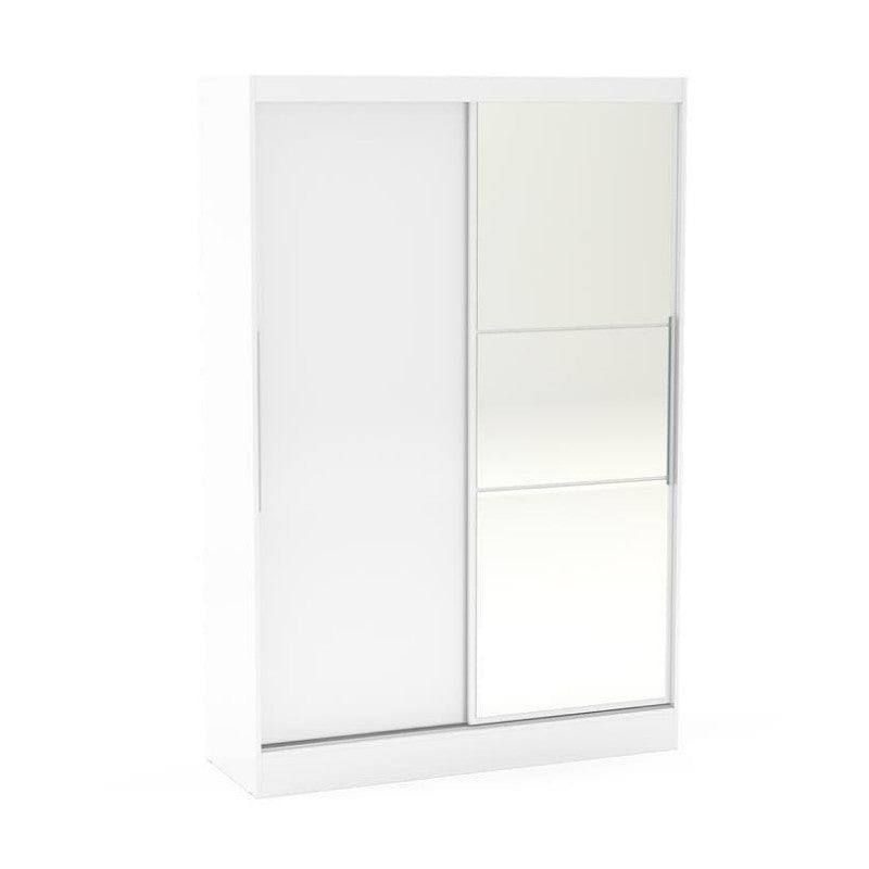 Lynx 2 Door Sliding Mirrored Wardrobe in White - UK Online Furniture