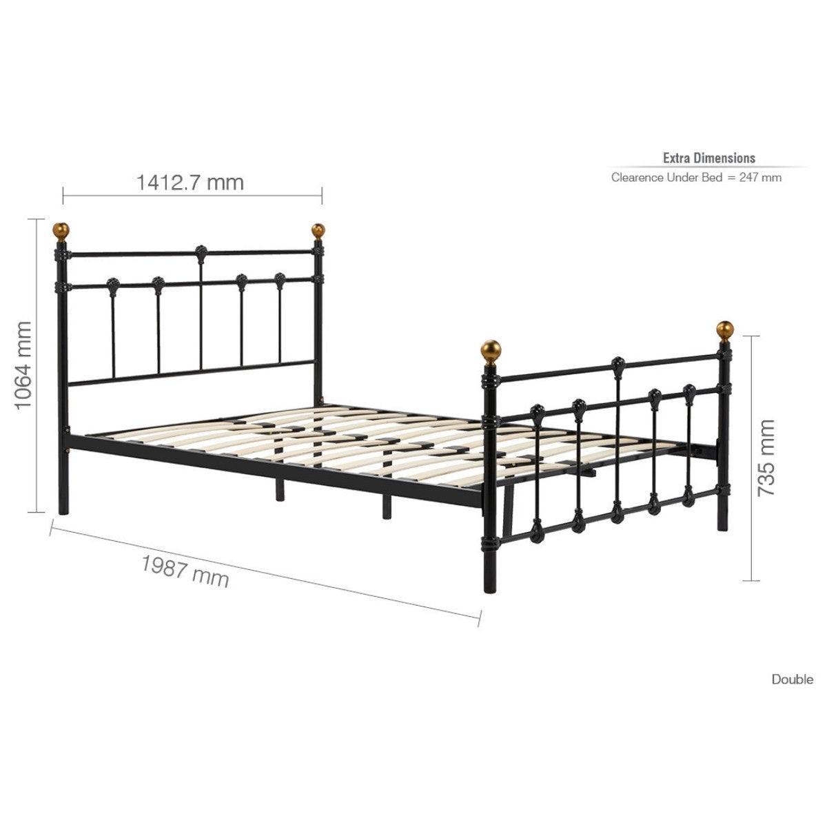 Atlas Black Metal Bed - Single, Queen, Double - UK Online Furniture