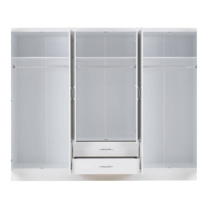 Nevada 6 Door 2 Drawer Mirrored Wardrobe - UK Online Furniture