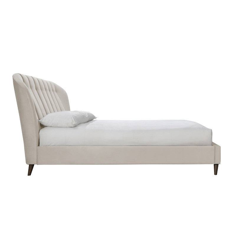 Elm Cream Velvet Fabric Bed - Queen, Double, King - UK Online Furniture
