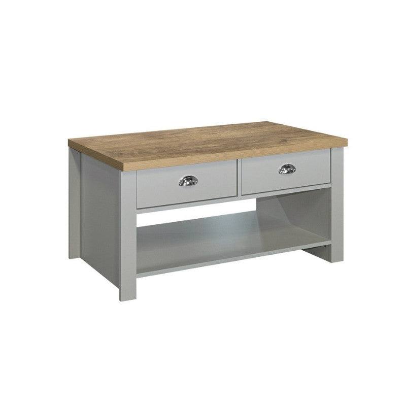 Highgate 2 Drawer Coffee Table - Navy, Cream, Grey - UK Online Furniture