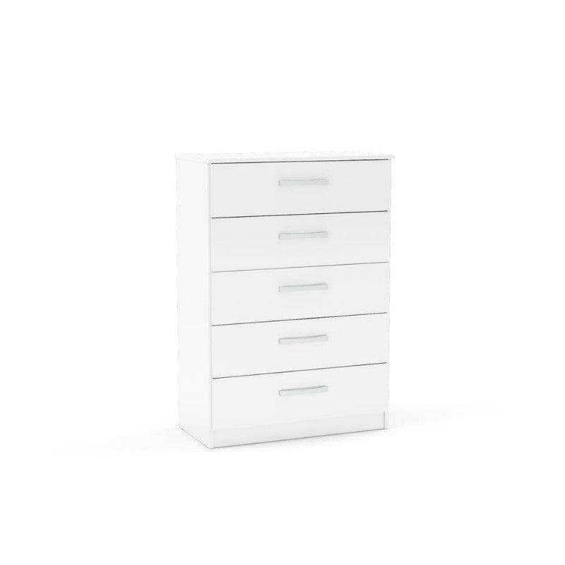 High-Gloss Lynx 5 Drawer Chest in Grey, Black, White, Brown, Silver - UK Online Furniture