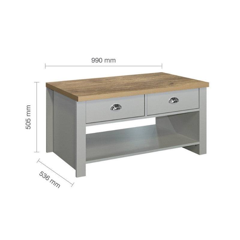 Highgate 2 Drawer Coffee Table - Navy, Cream, Grey - UK Online Furniture