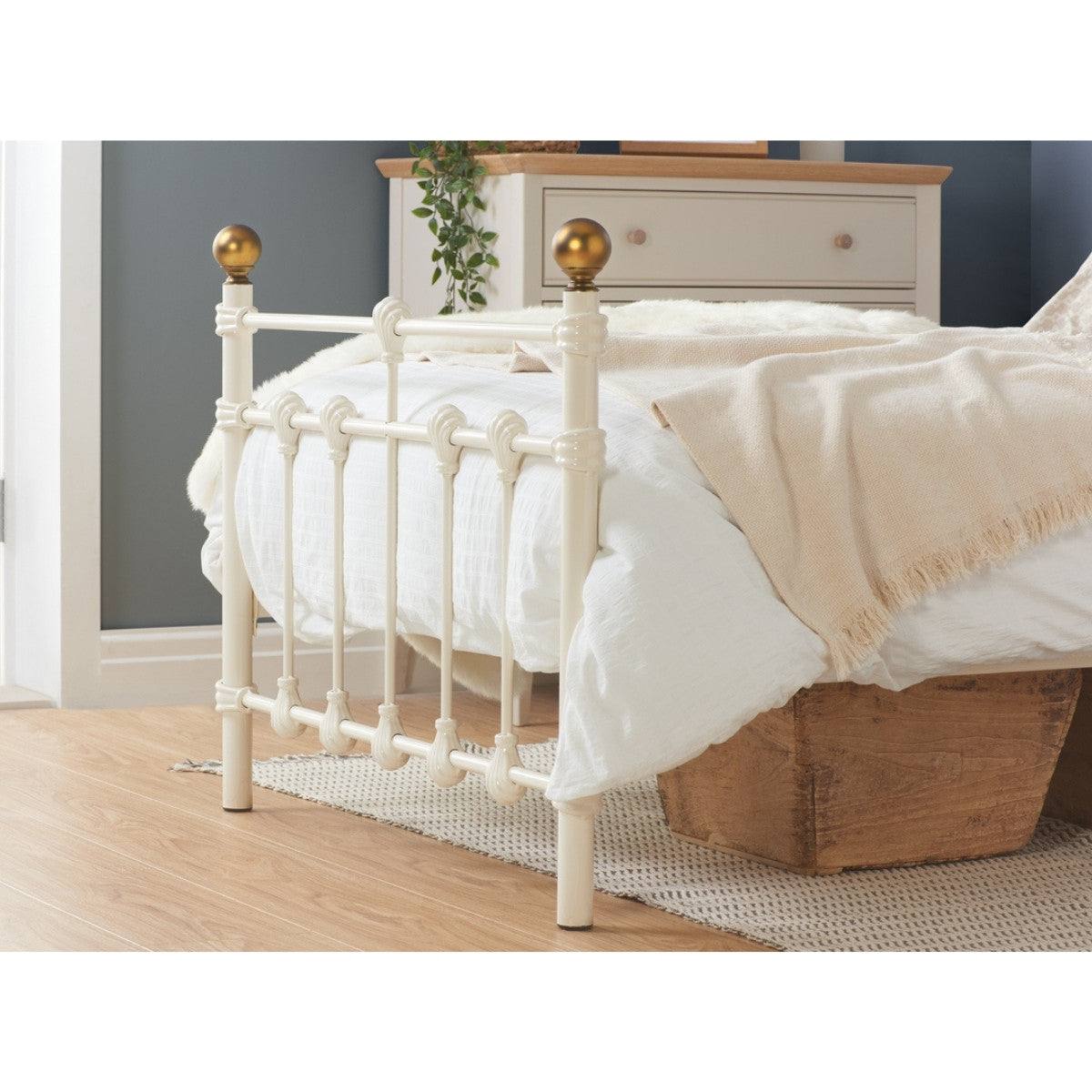 Atlas Cream Metal Bed - Single, Queen, Double - UK Online Furniture
