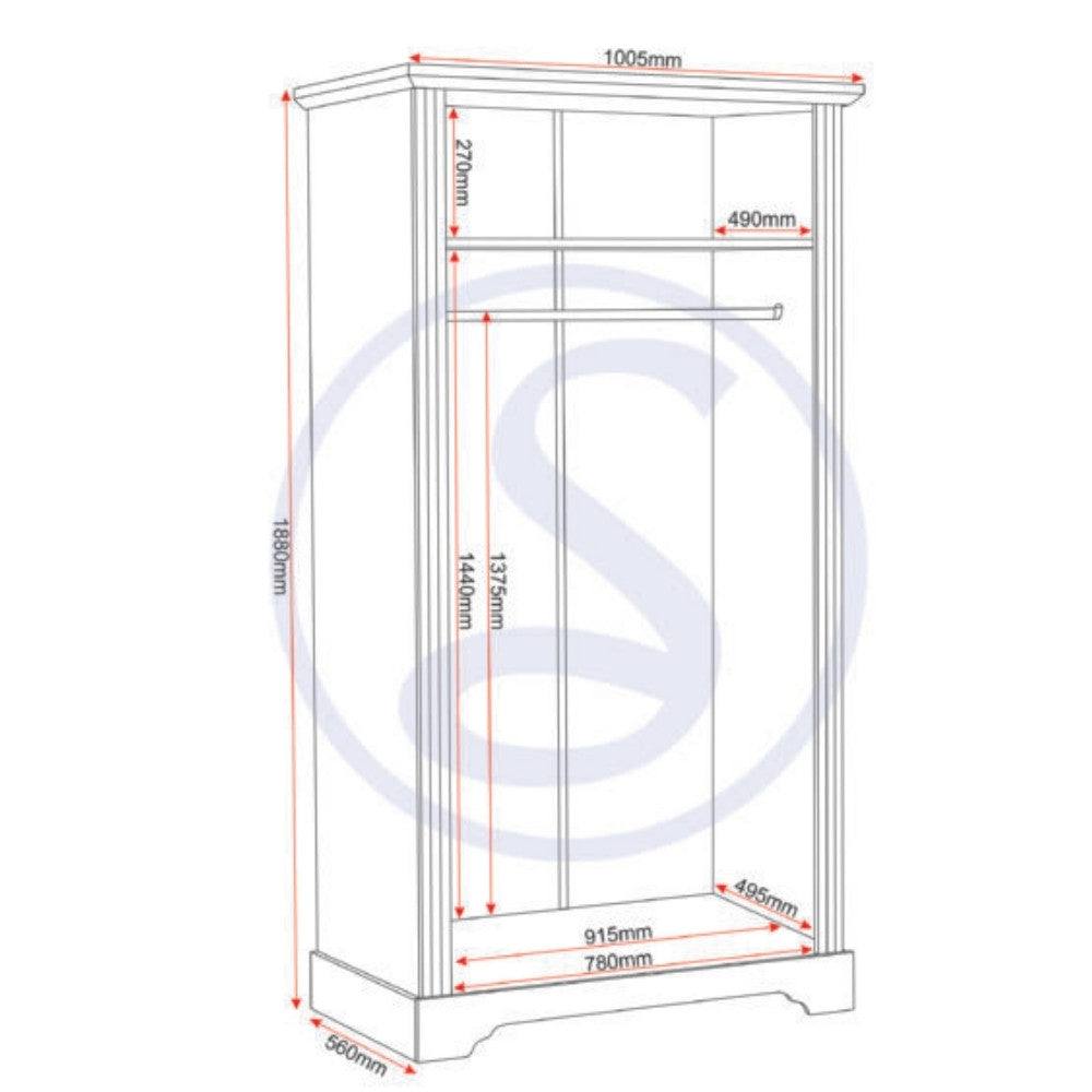 Toledo 2 Door Wardrobe in White or Black - UK Online Furniture