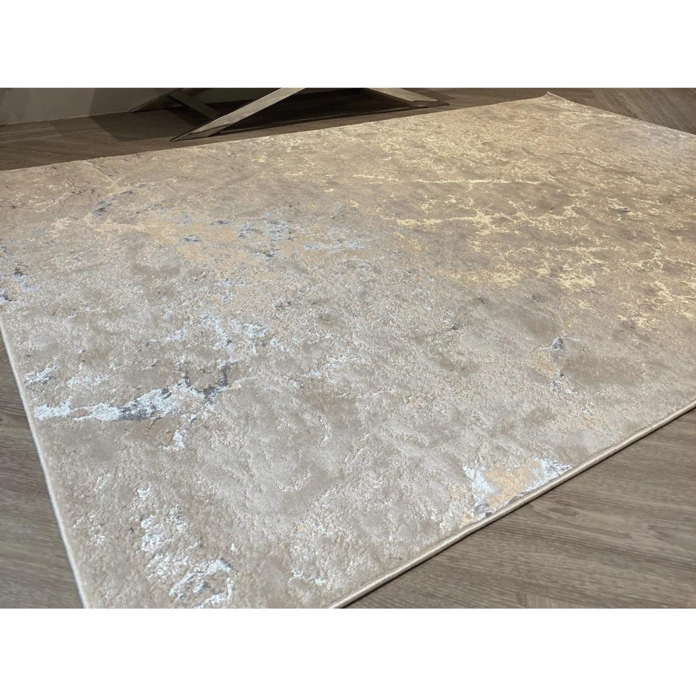 Aurora Solar Metallic Silver Rug - Abstract & Geometric - UK Online Furniture