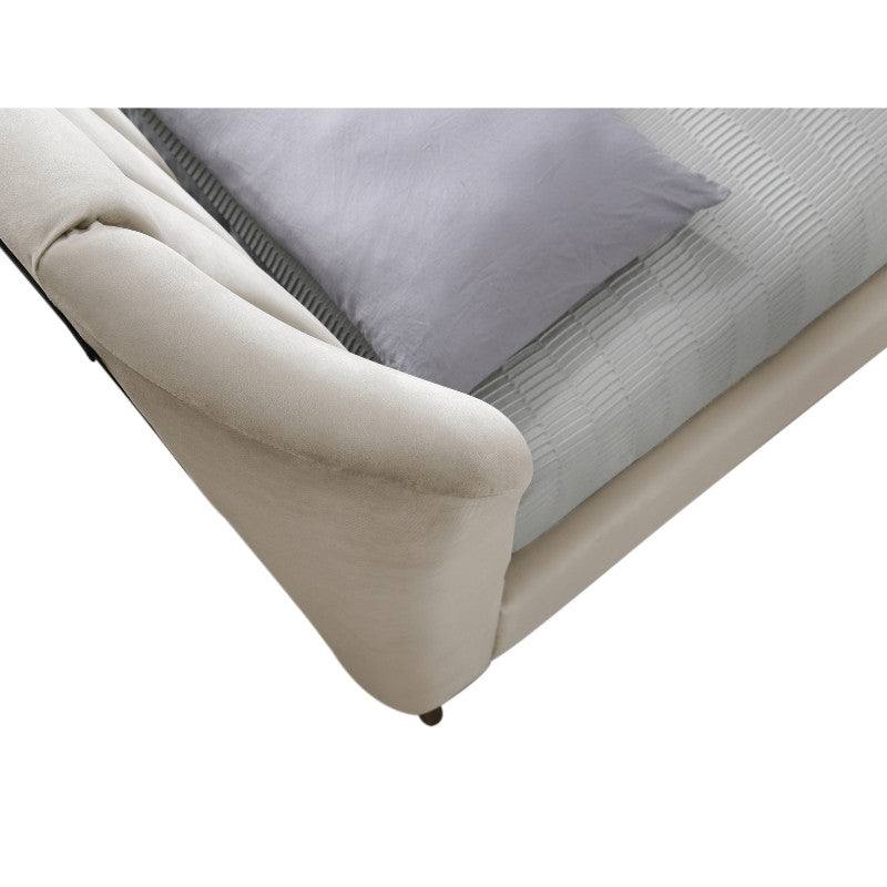 Elm Cream Velvet Fabric Bed - Queen, Double, King - UK Online Furniture