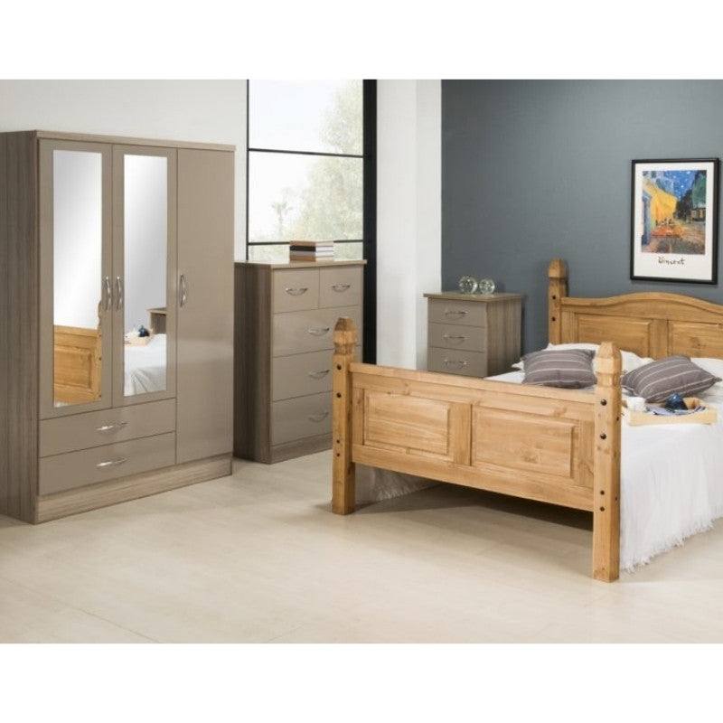 Nevada 3 Door 2 Drawer Mirrored Wardrobe - UK Online Furniture