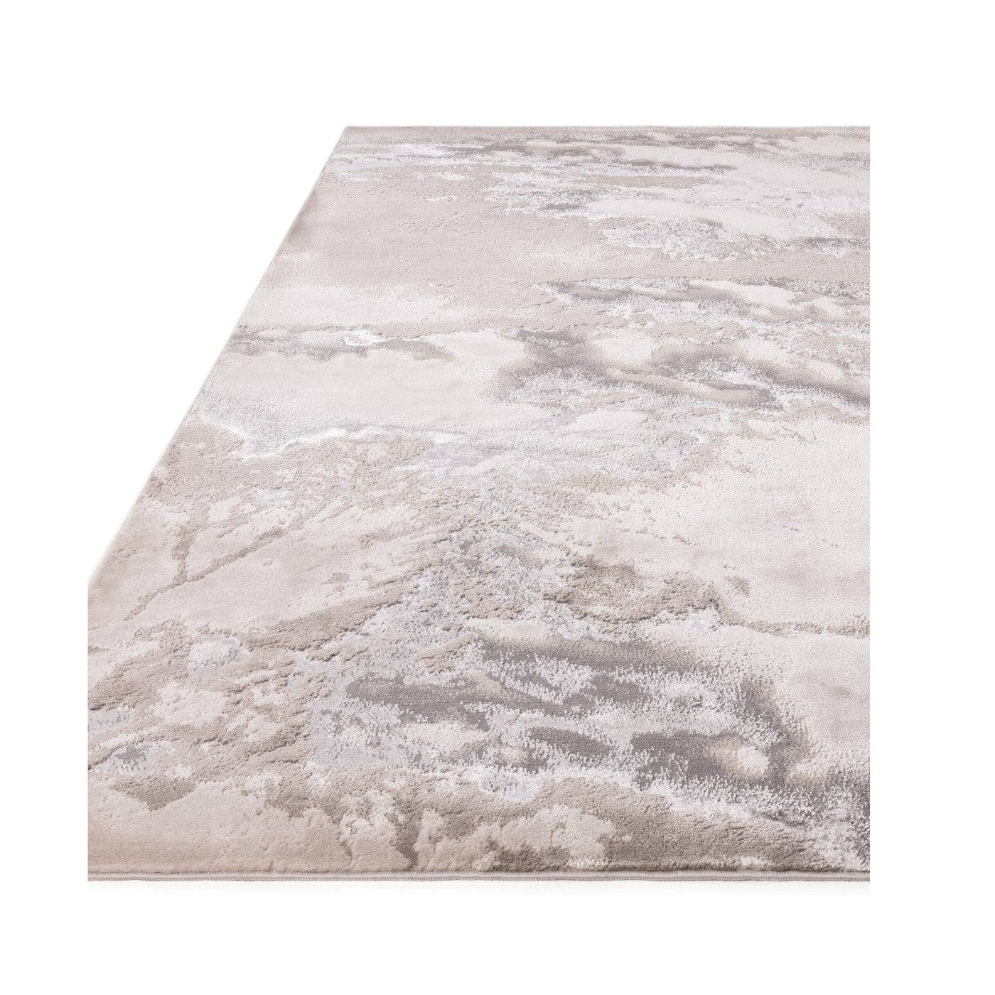 Aurora Cloud Marble Rug in Silver - Abstract & Geometric - UK Online Furniture