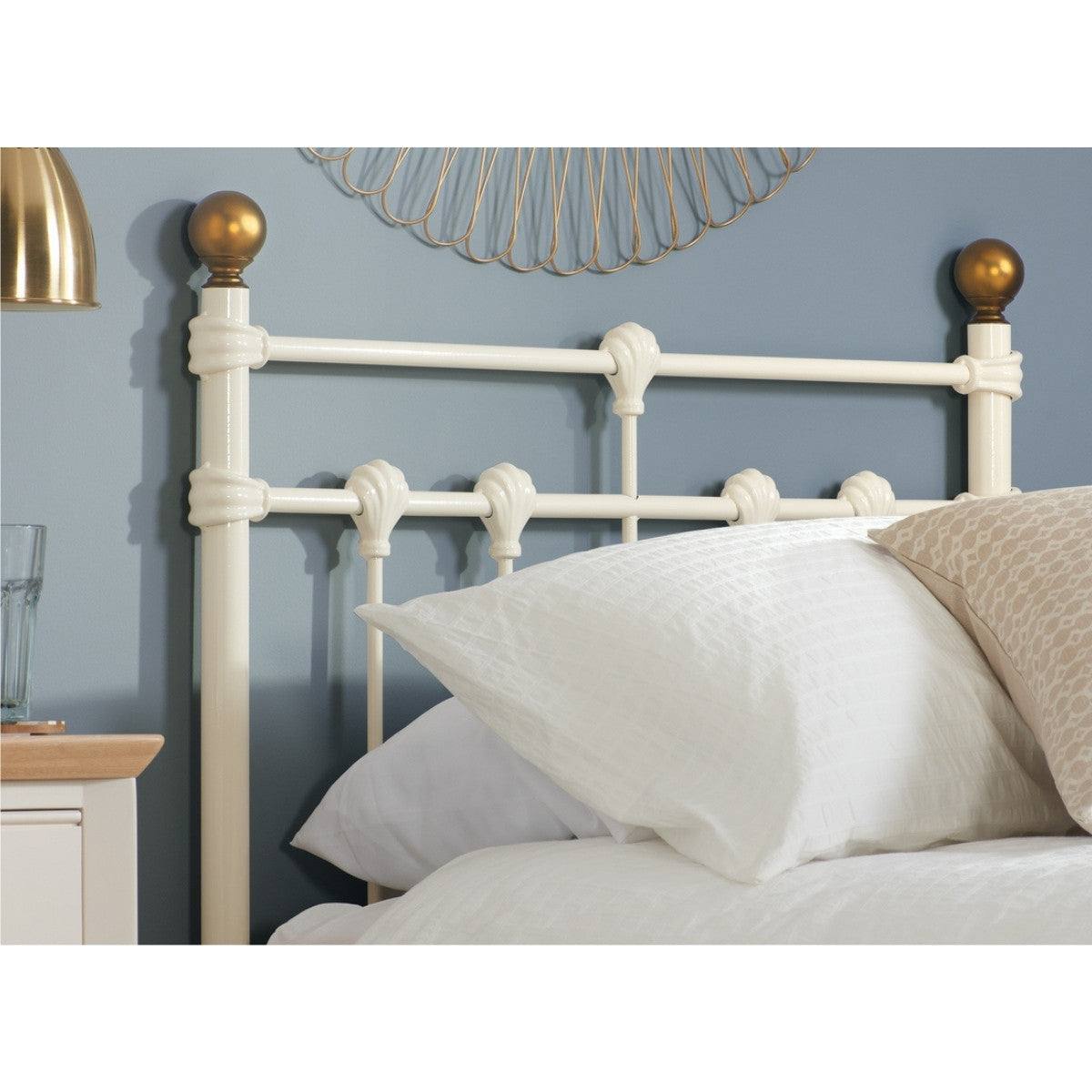 Atlas Cream Metal Bed - Single, Queen, Double - UK Online Furniture