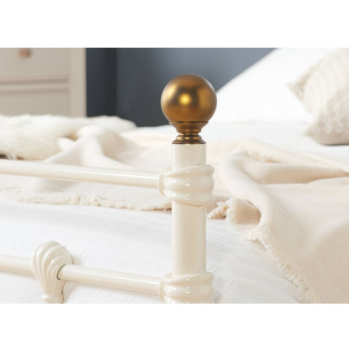 Atlas Cream Metal Bed - Single, Queen, Double - UK Online Furniture