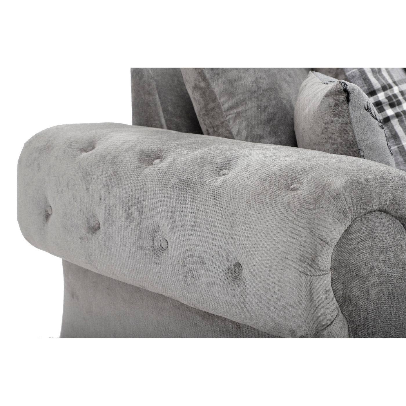 Verona 7 Seater Large Corner Sofa, Full Back Grey - UK Online Furniture