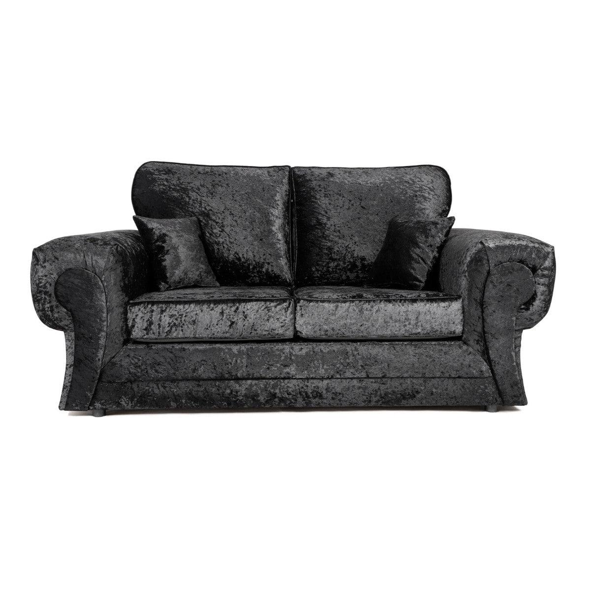 Tangent 3+2 Sofa Set in Black or Silver Crushed Velvet - UK Online Furniture