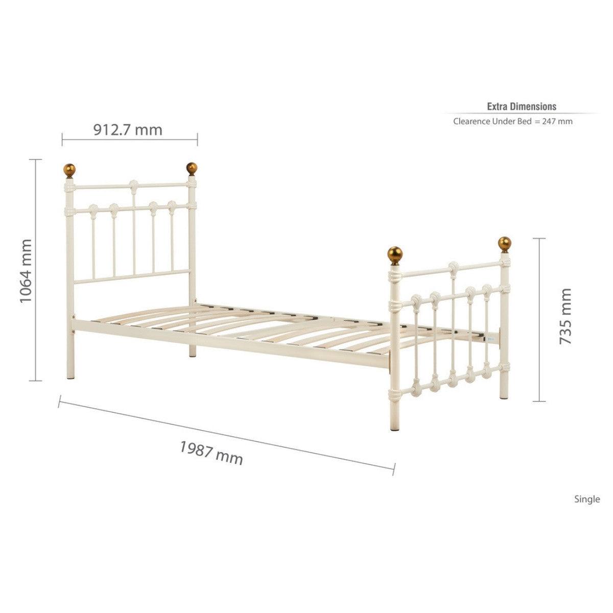 Atlas Cream Metal Bed - Single, Queen, Double - UK Online Furniture