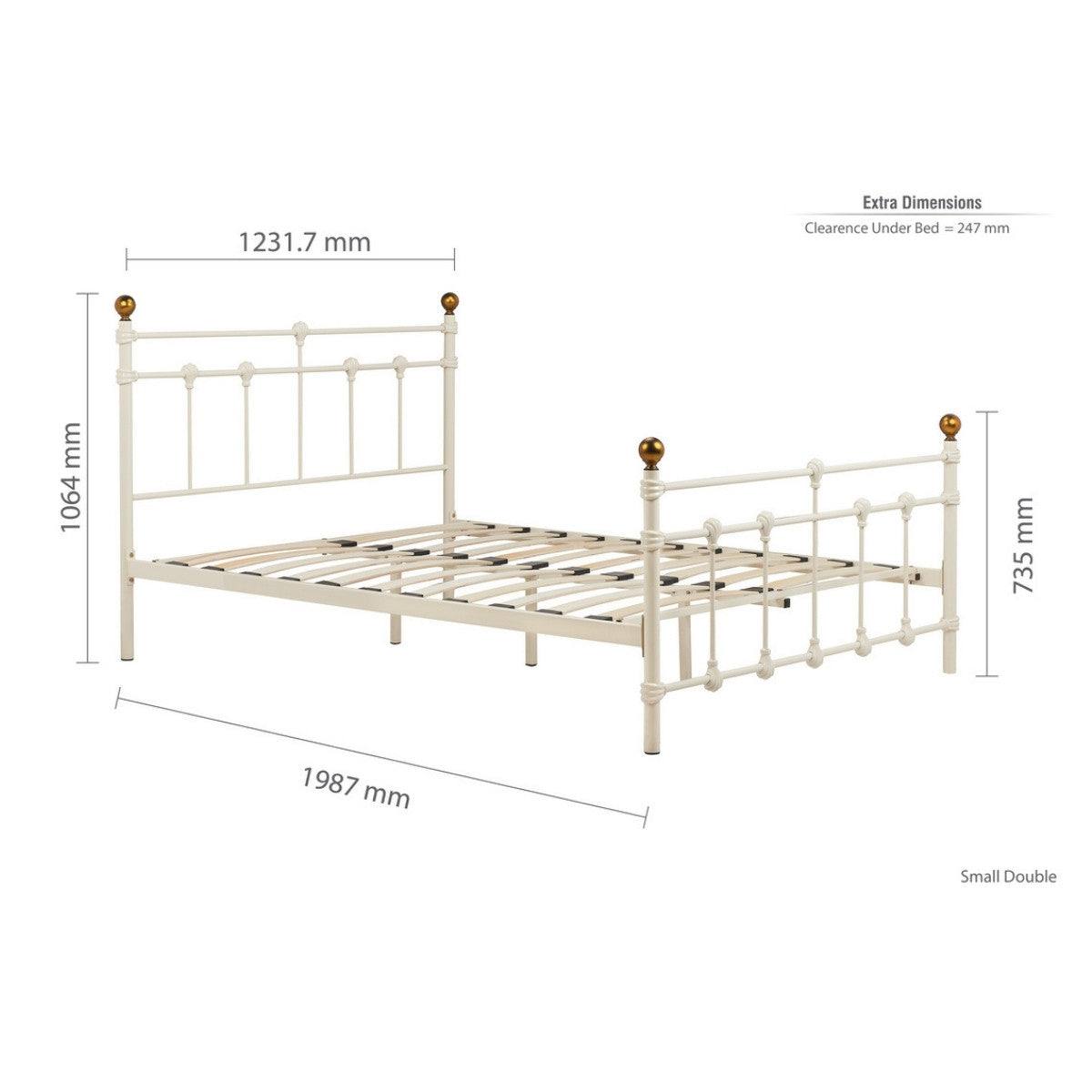 Atlas Cream Metal Bed - Single, Queen, Double - UK Online Furniture