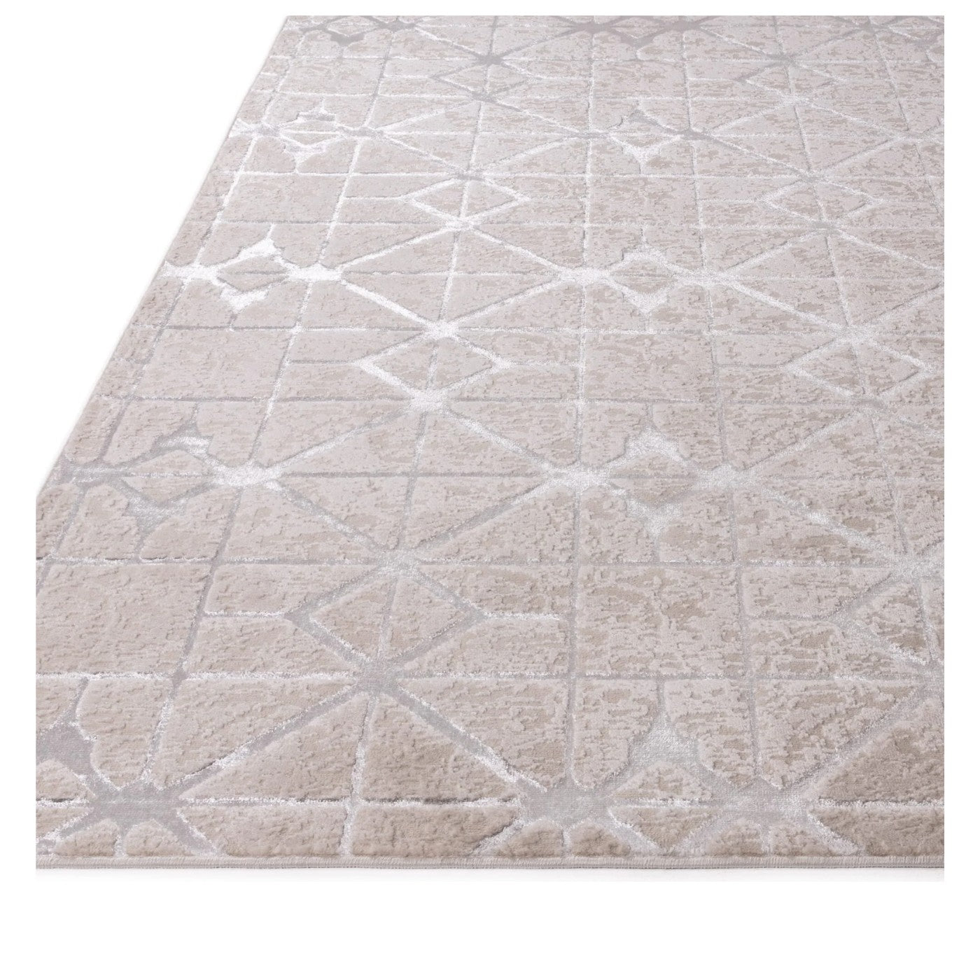 Aurora Lattice Cream & Silver Rug - Abstract & Geometric - UK Online Furniture