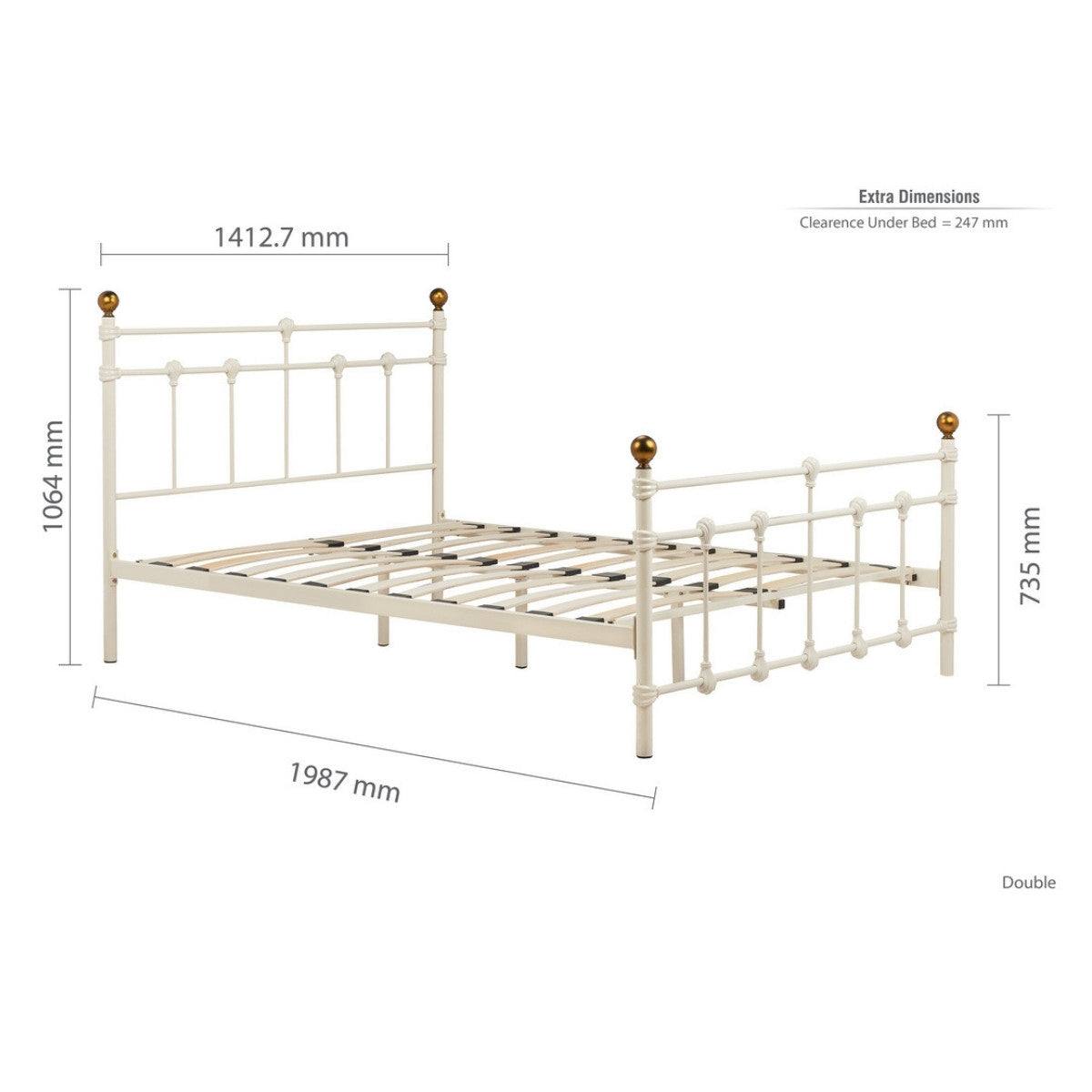 Atlas Cream Metal Bed - Single, Queen, Double - UK Online Furniture