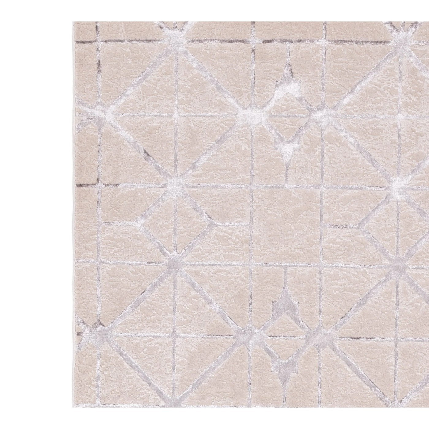 Aurora Lattice Cream & Silver Rug - Abstract & Geometric - UK Online Furniture