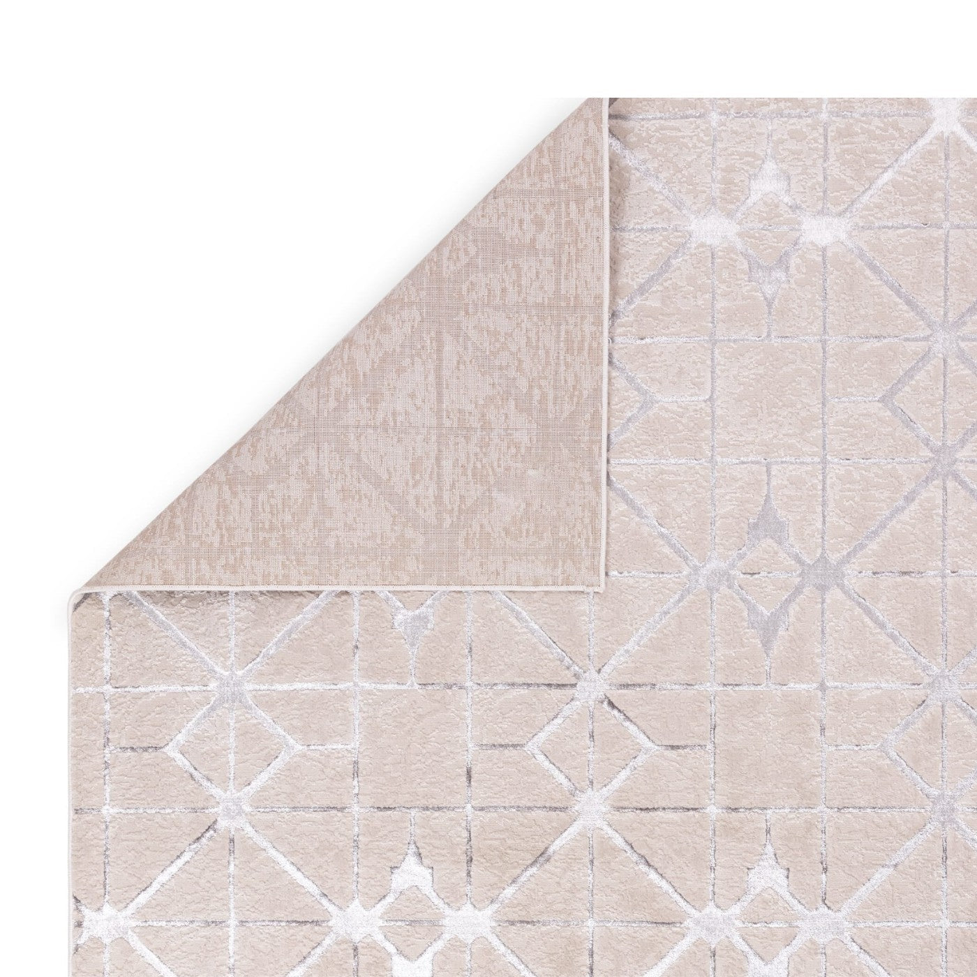 Aurora Lattice Cream & Silver Rug - Abstract & Geometric - UK Online Furniture