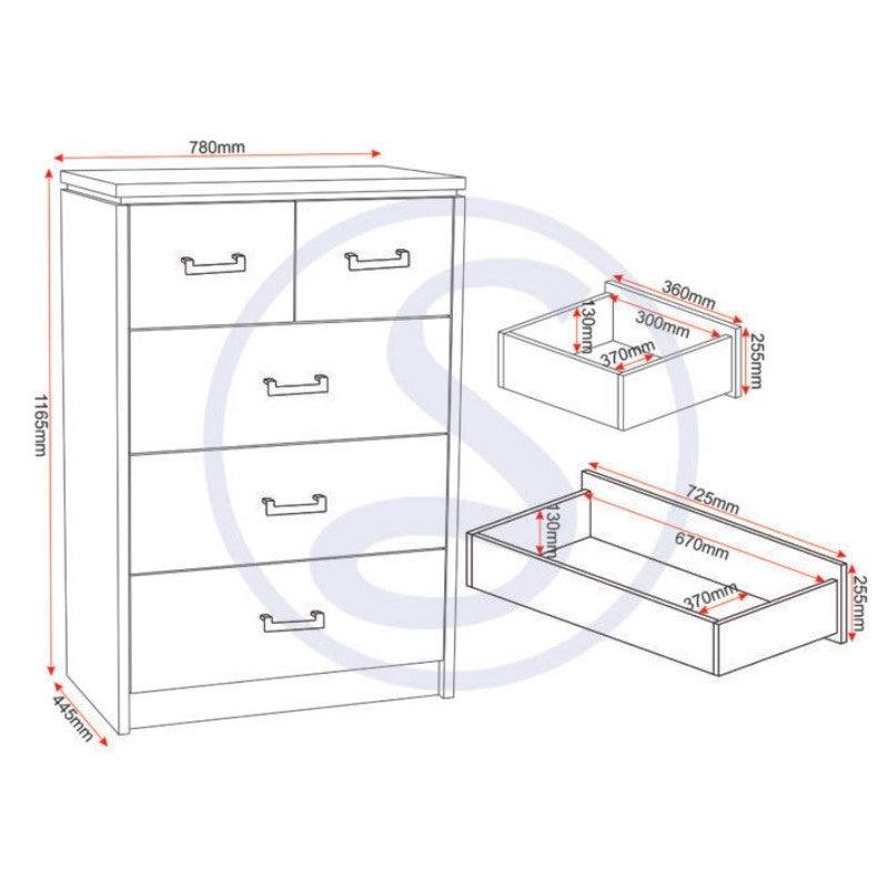 Charles 3+2 Drawer Chest (Brown, White) - UK Online Furniture