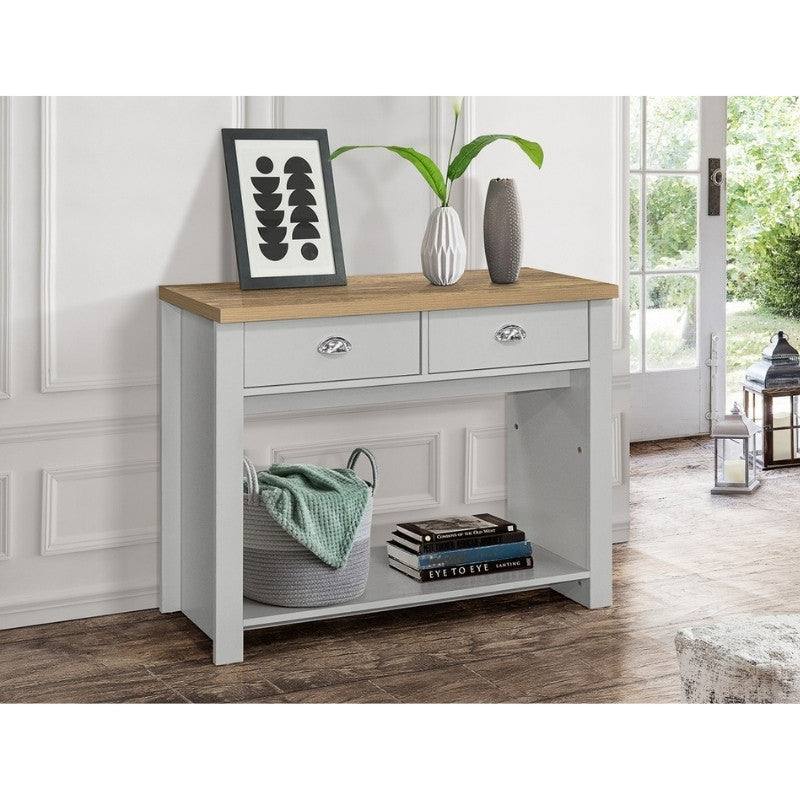 Highgate 2 Drawer Console Table - Navy, Cream, Grey - UK Online Furniture