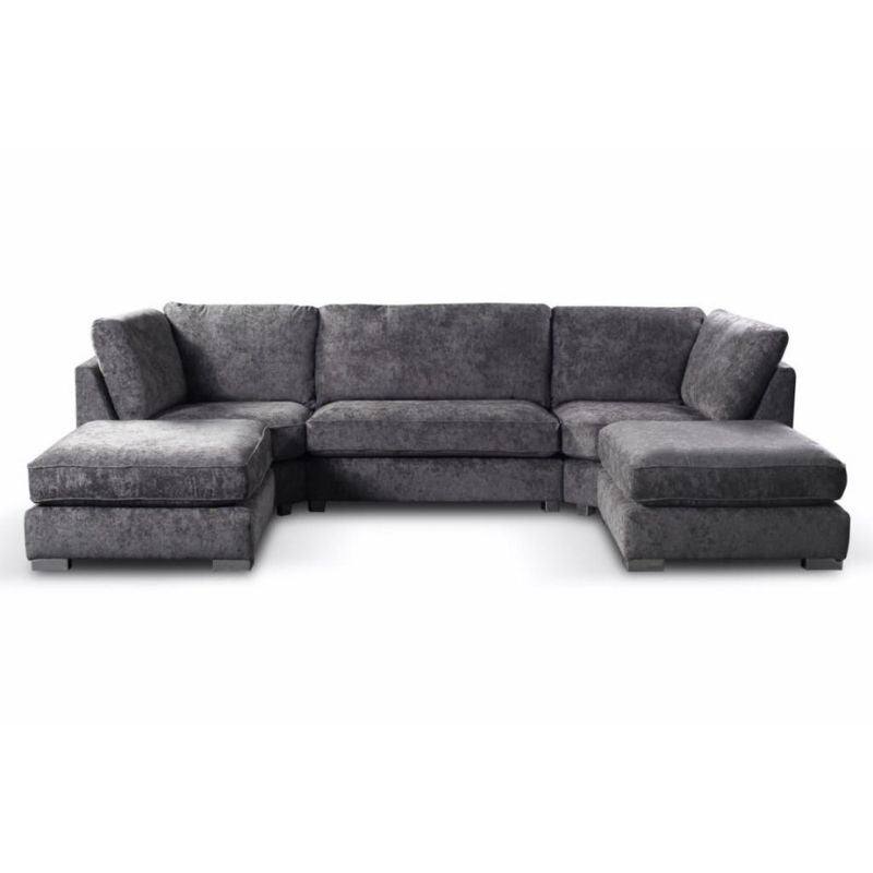 Bishop U-shape Sofa Full Back Grey - UK Online Furniture