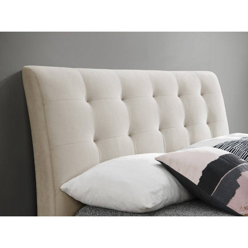 Hemlock Cream Velvet Fabric Bed - Queen, Double, King - UK Online Furniture