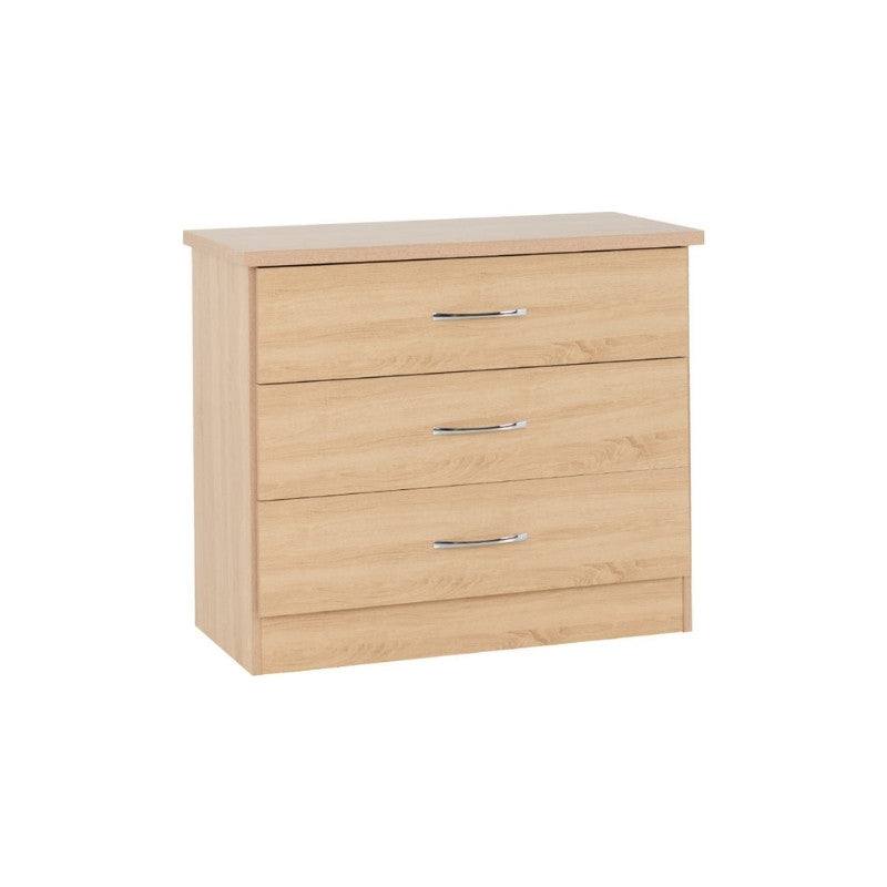 Nevada 3 Drawer Chest (Nightstand / Bedside) - UK Online Furniture