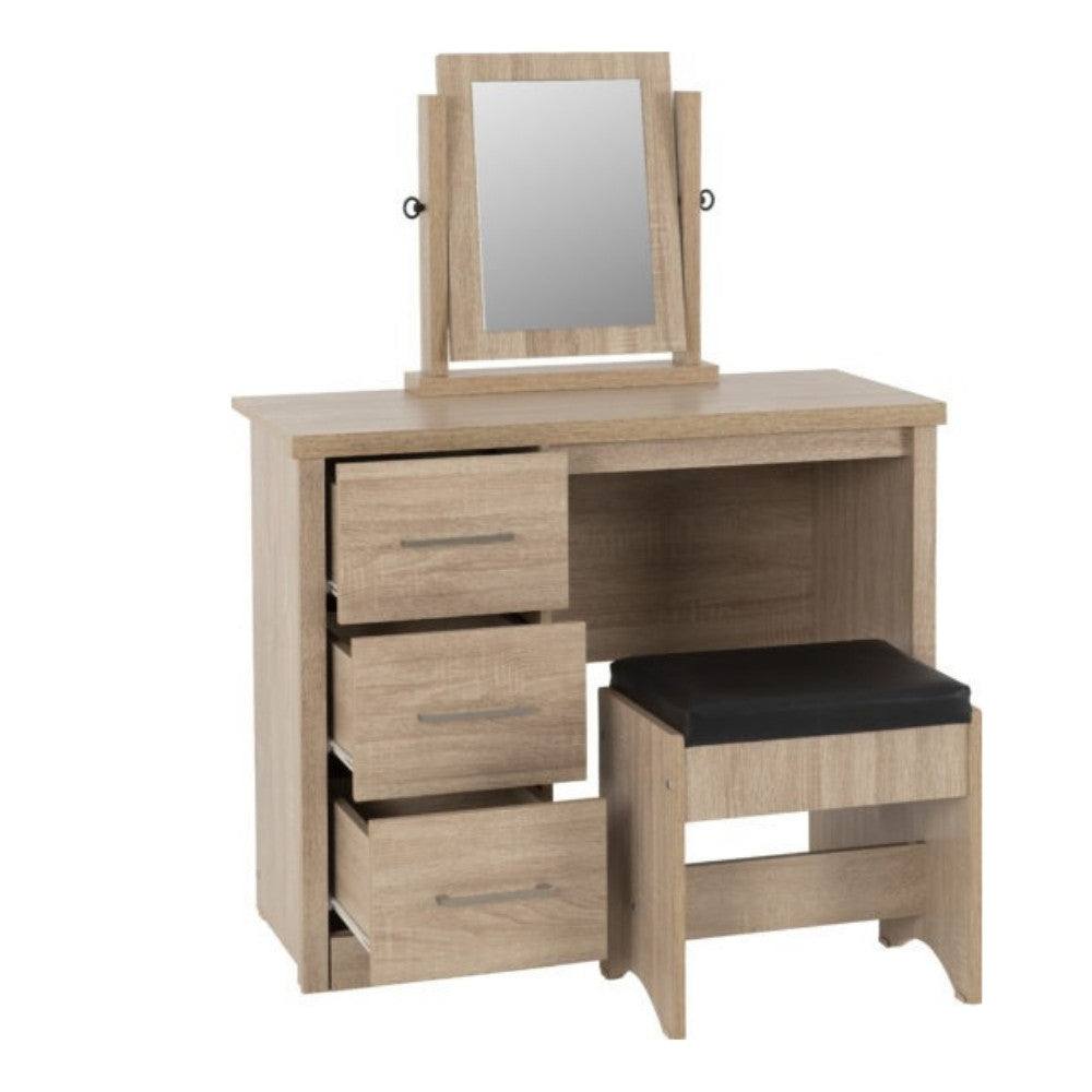 Lisbon 3 Piece Dressing Table Set with Mirror - UK Online Furniture
