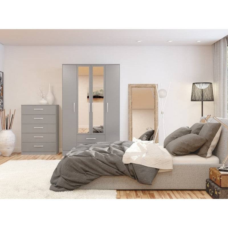 High-Gloss Lynx 5 Drawer Chest in Grey, Black, White, Brown, Silver - UK Online Furniture