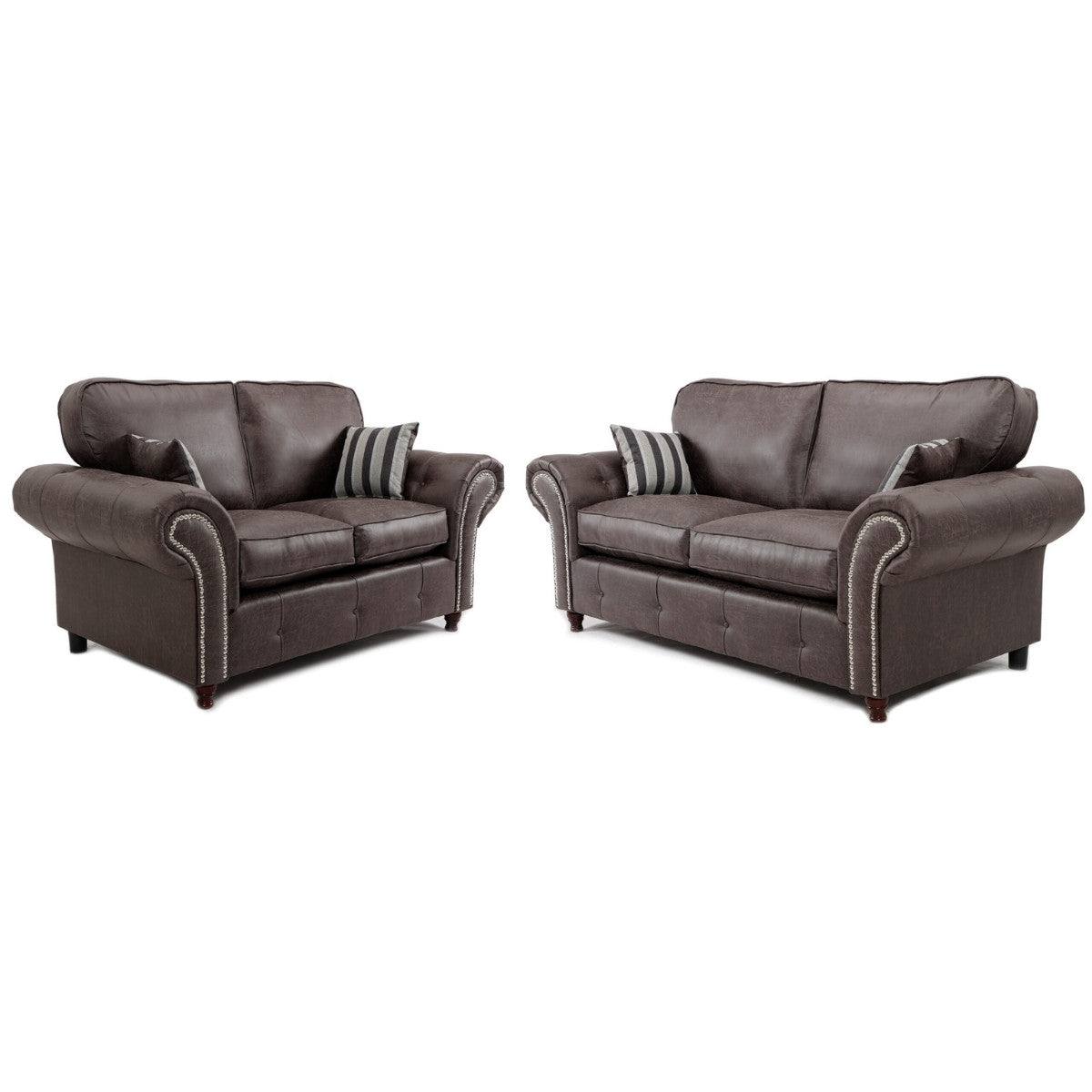 Oakland Leather 3+2 Sofa Set (Dark Brown) - UK Online Furniture