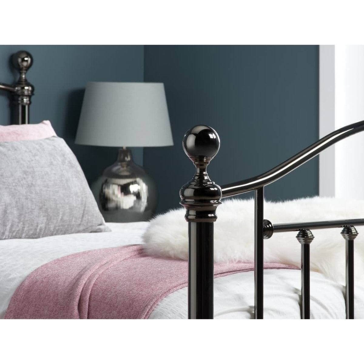 Victoria Black Metal Bed - Double or King Size - UK Online Furniture