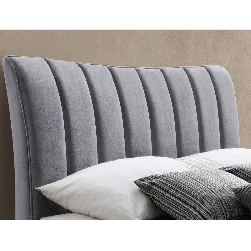 Clover Grey Velvet Fabric Bed - Queen, Double, King - UK Online Furniture