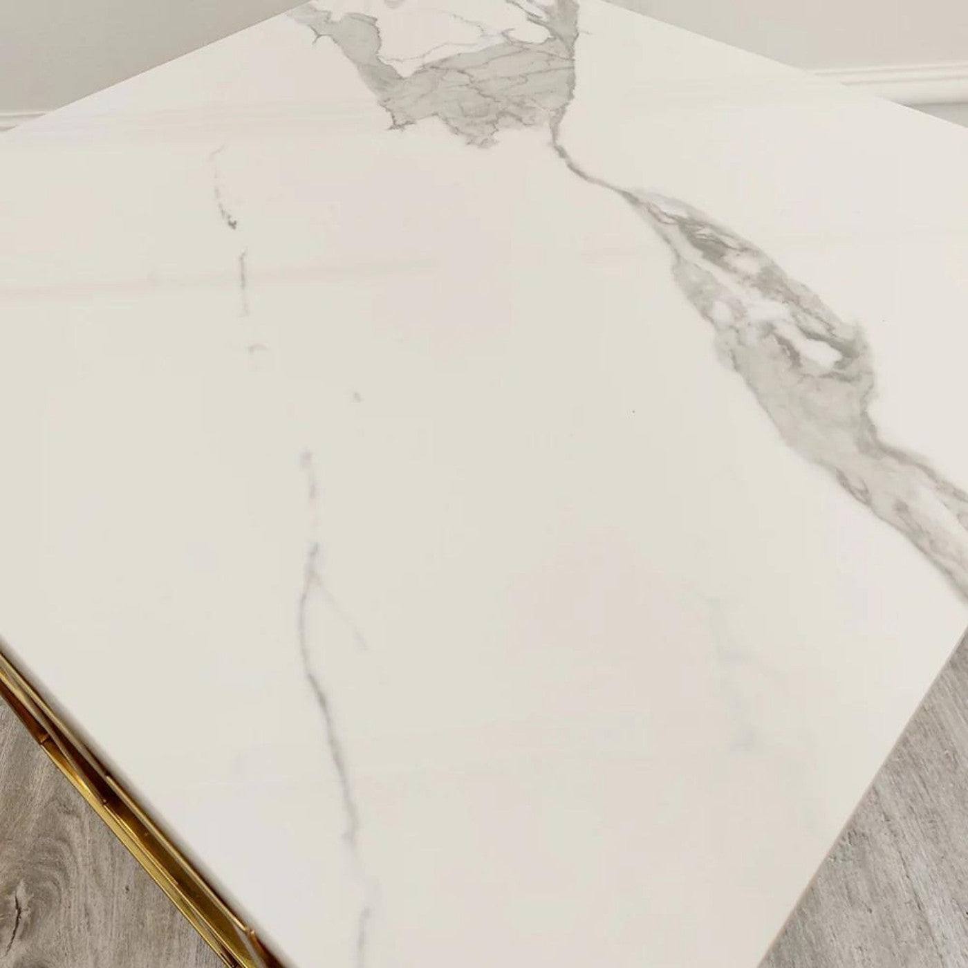 Geo Gold Lamp Table with Polar White Sintered Top - UK Online Furniture
