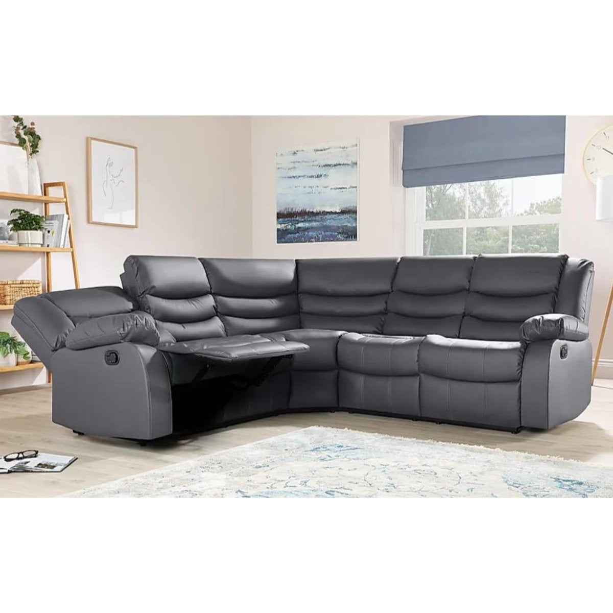 Roma Corner Recliner Sofa in Grey Fabric - UK Online Furniture
