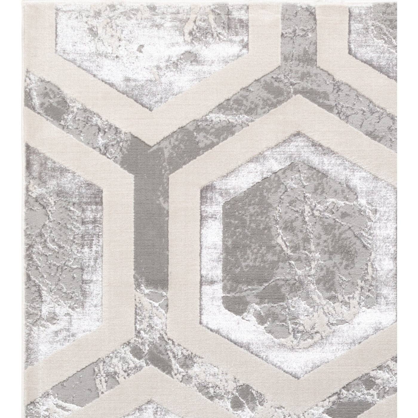 Aurora Crystal Metallic Silver Rug - Abstract & Geometric - UK Online Furniture